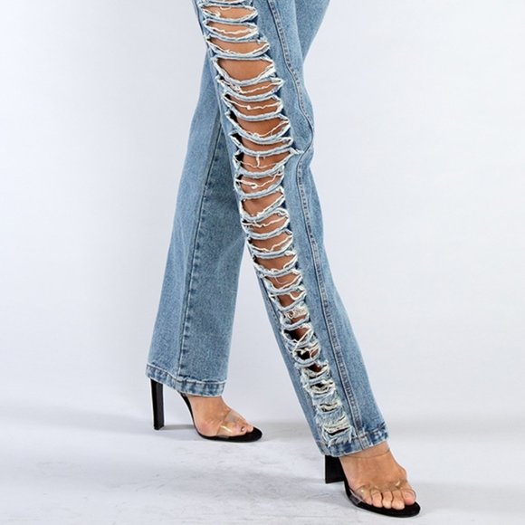 Distressed Ripped Demin Jeans - Picture 11 of 16